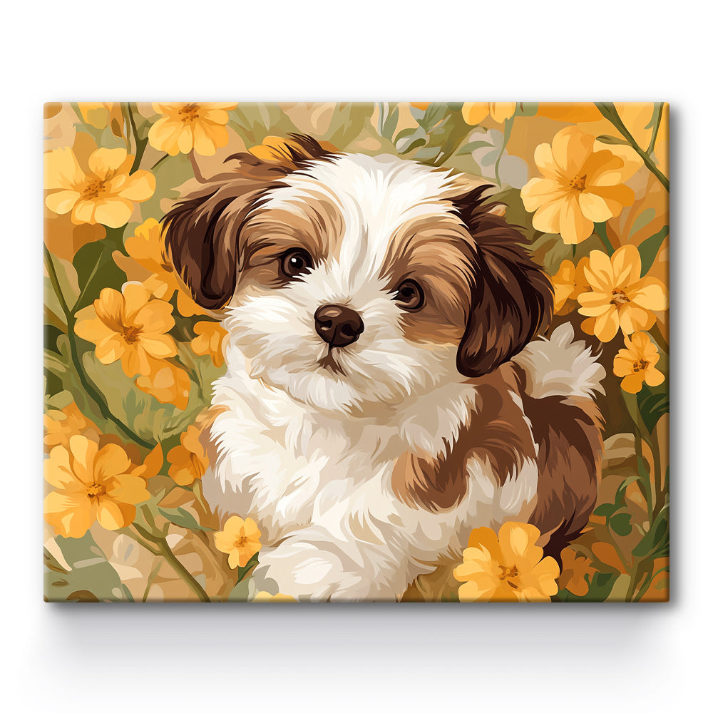 Flower Dog Painting By Number