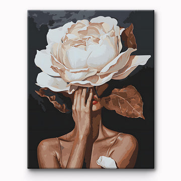 White Rose Flower Girl Painting By Number
