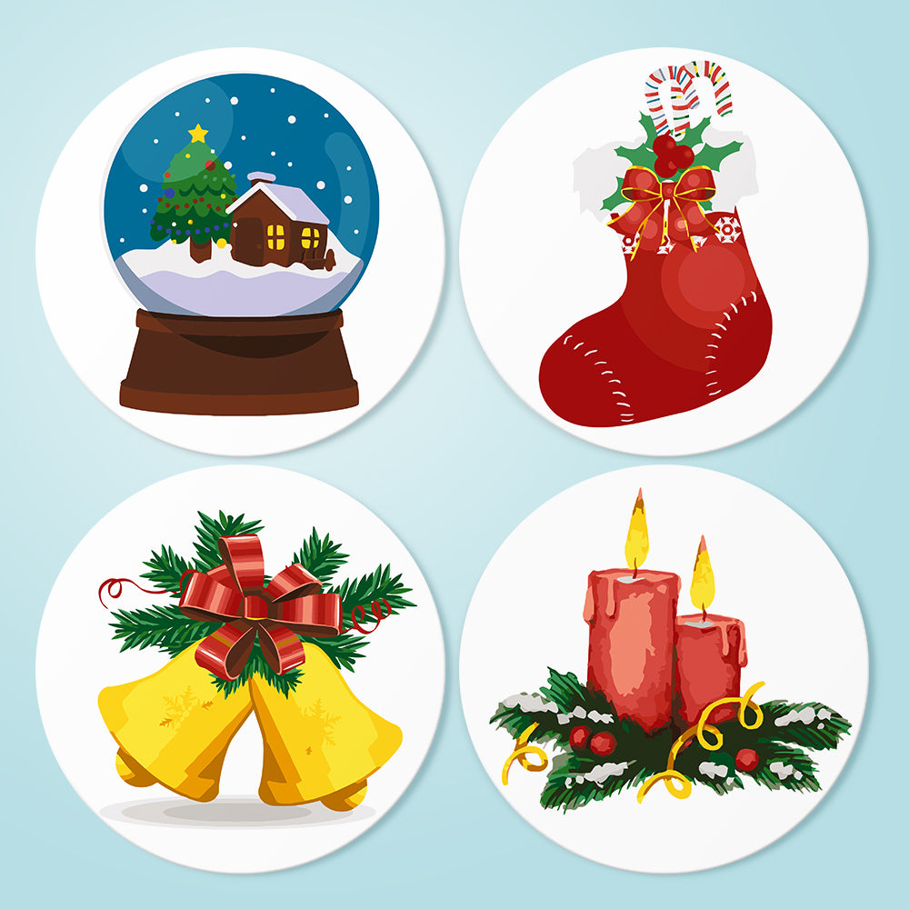 Christmas 4pcs DIY Placemats For Painting By Number