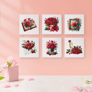 Rose Flower 6pcs 15x15cm Mini Painting By Number