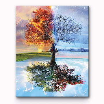 Spring And Winter Trees Painting By Number