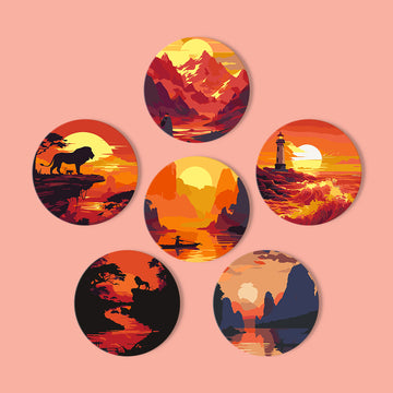 Sunset Clouds 6pcs DIY Coasters For Painting By Number