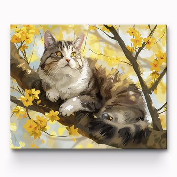 Cat In Tree Painting By Number