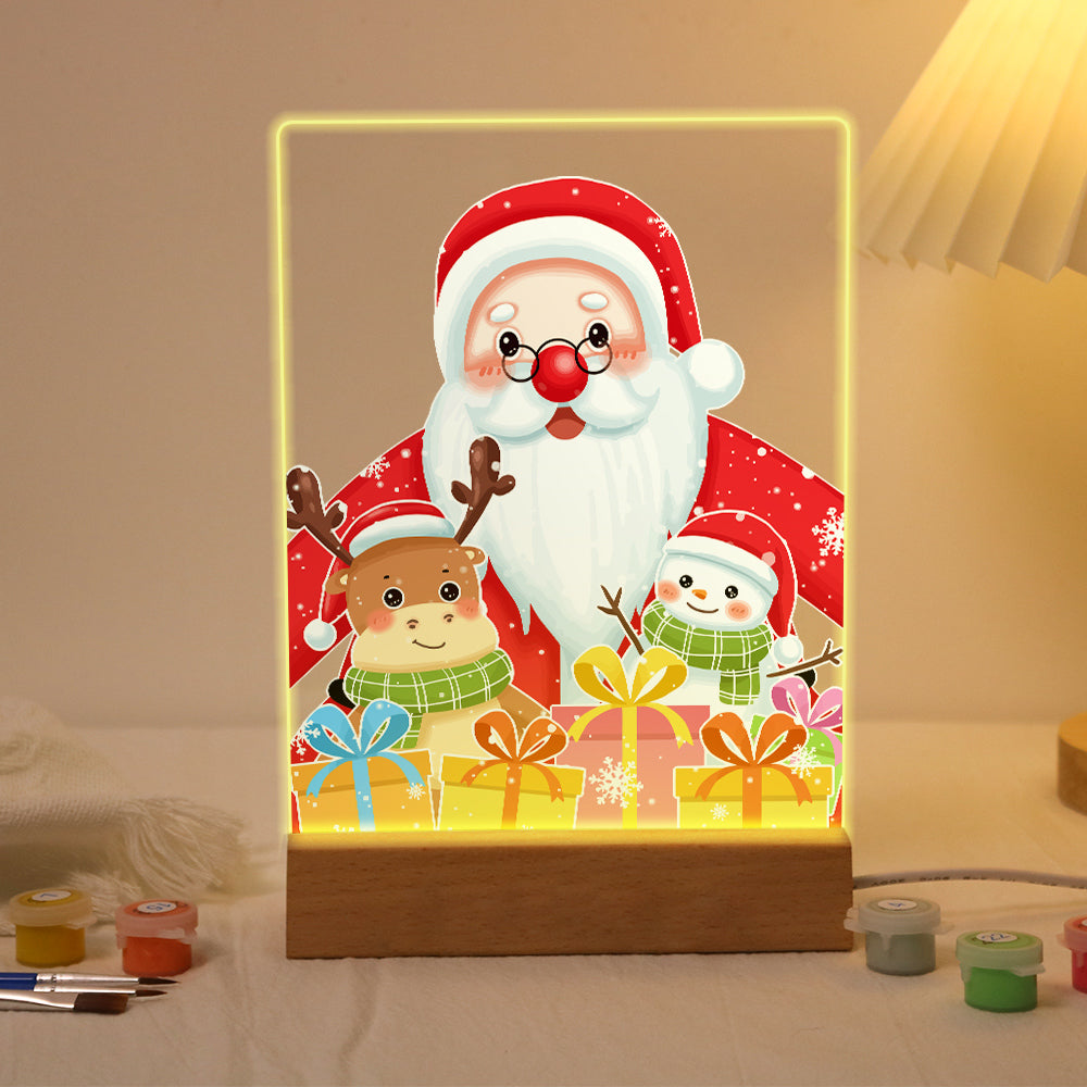 Christmas Santa's Gift 7 Color LED Linght Furniture Ornament Painting By Number