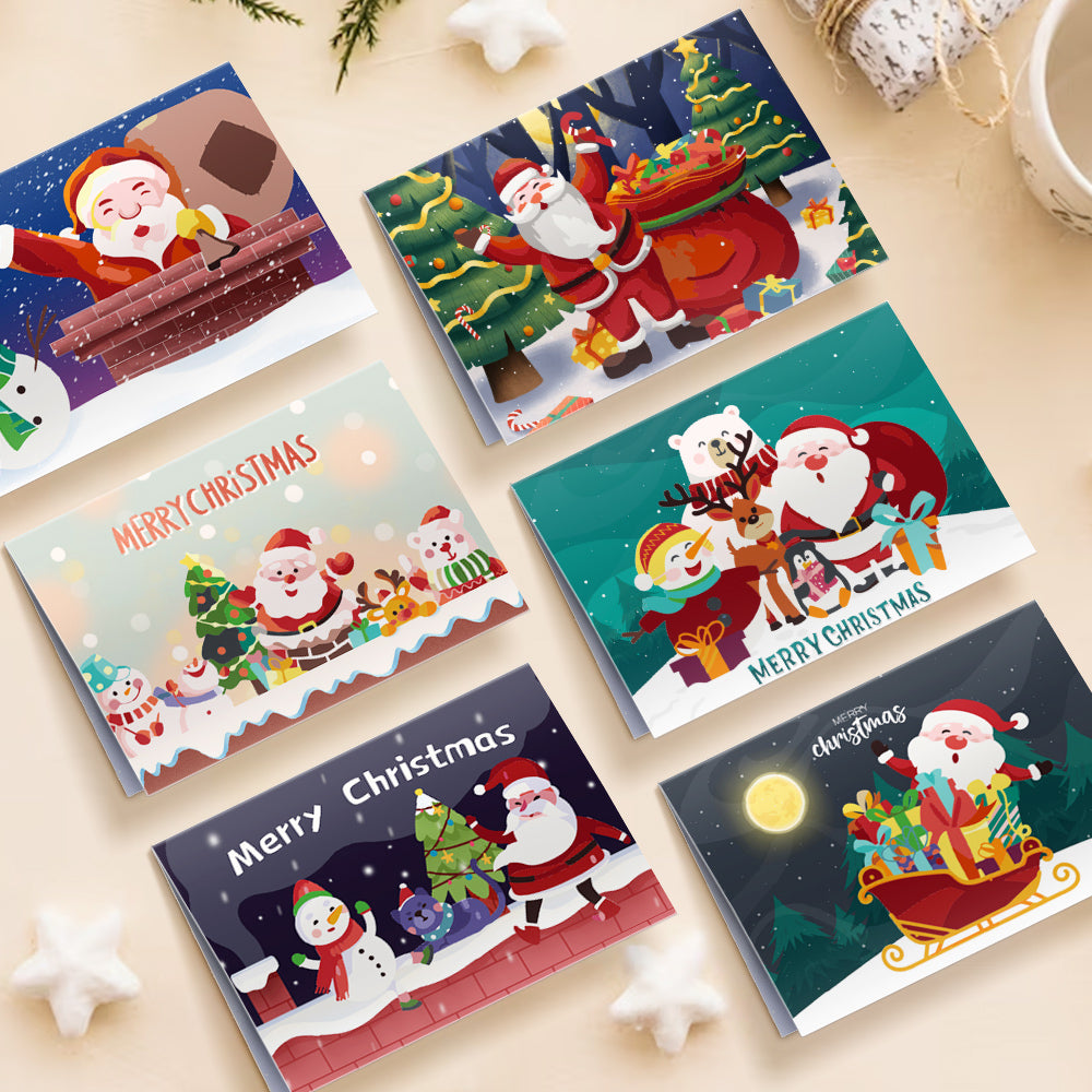 6pcs Christmas Gift Card Painting By Number
