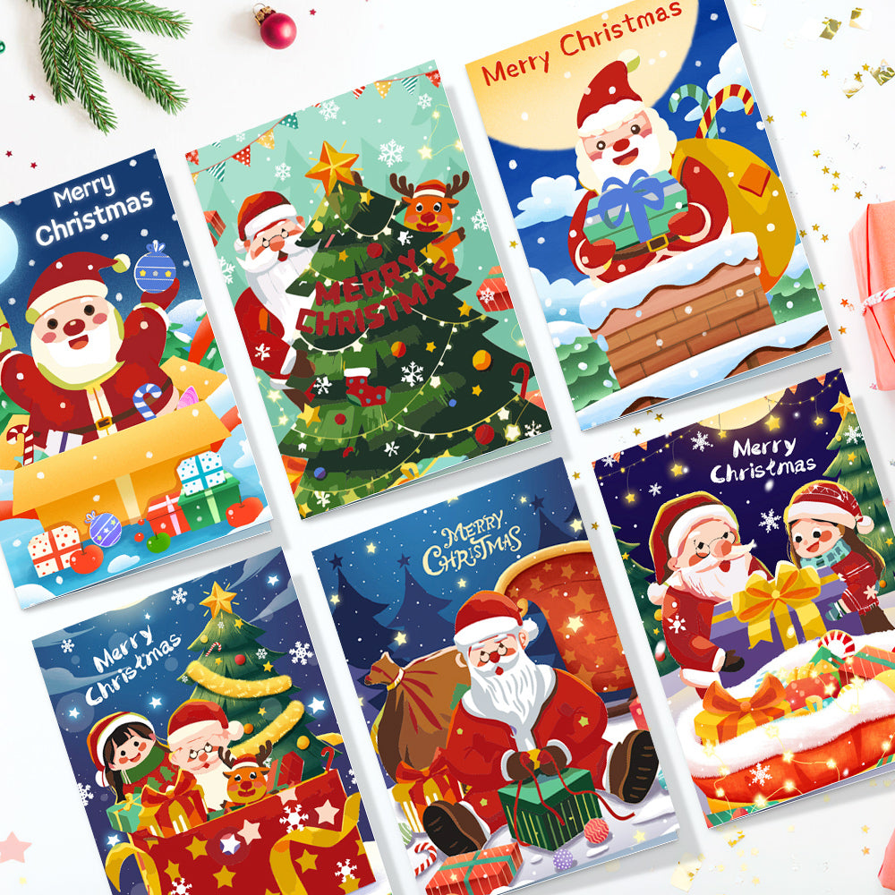 6pcs Christmas Gift Card Painting By Number