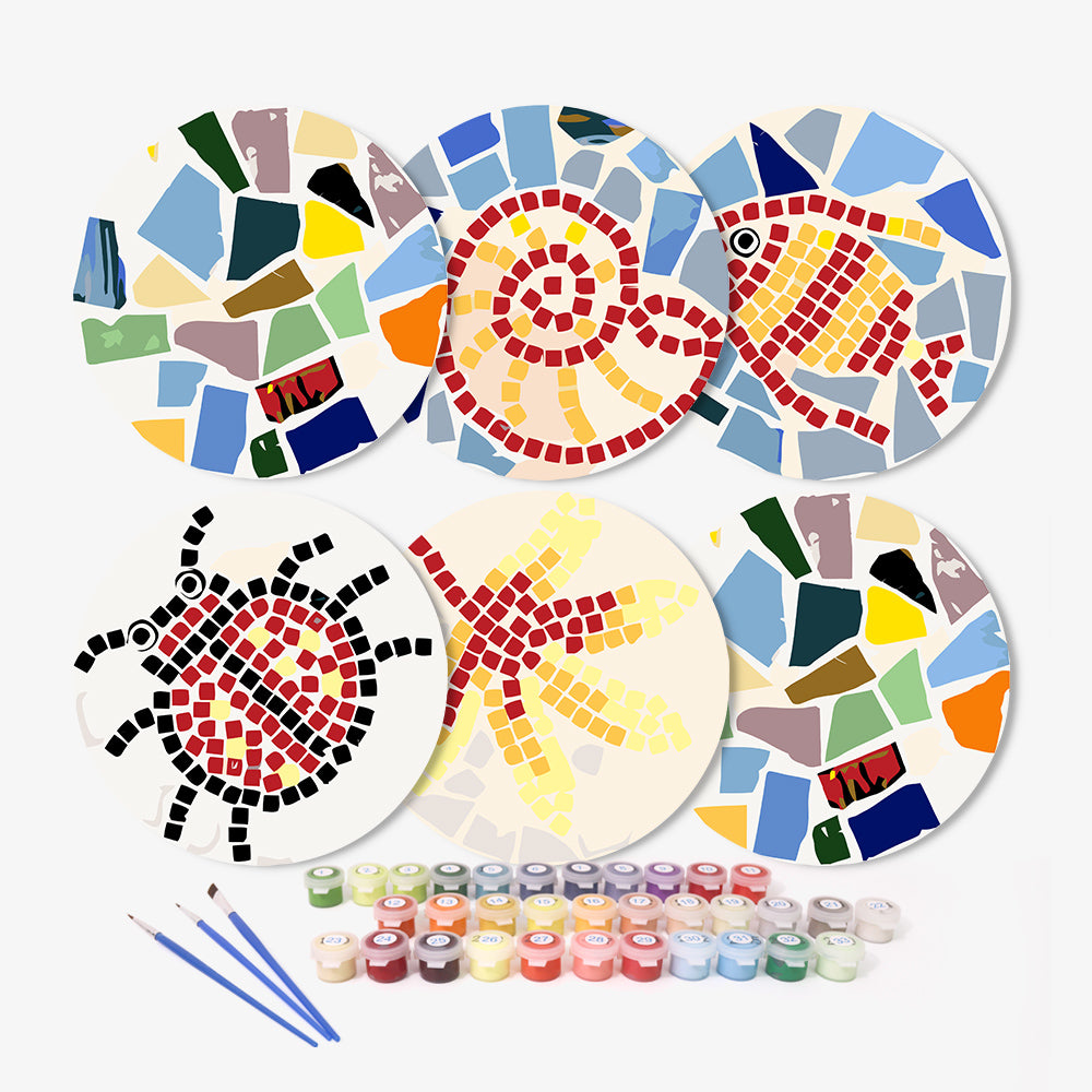 Cartoon Line 6pcs DIY Placemats For Painting By Number