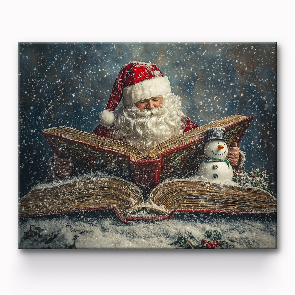 Santa Drinking Snowman Reading Painting By Number