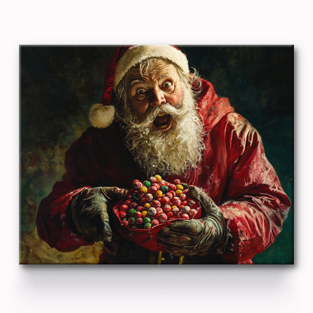 Santa Claus Loving Rainbow Candy Painting By Number