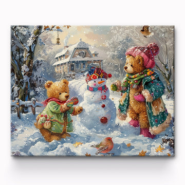 Snowman And Dog Painting By Number