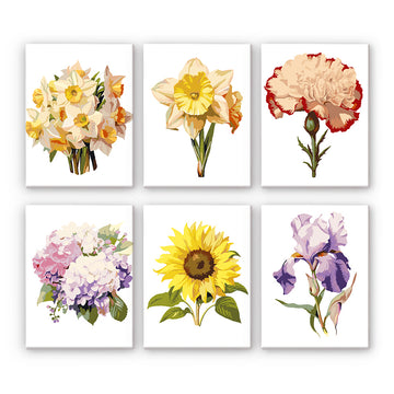 Flower 6pcs 15x20cm Mini Painting By Number