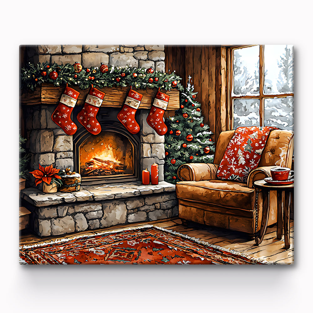 Christmas Eve By The Fire Painting By Number