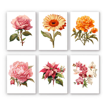 Flower 6pcs 15x20cm Mini Painting By Number
