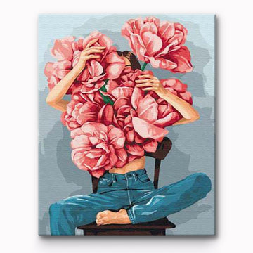 Pink Flower Girl Painting By Number