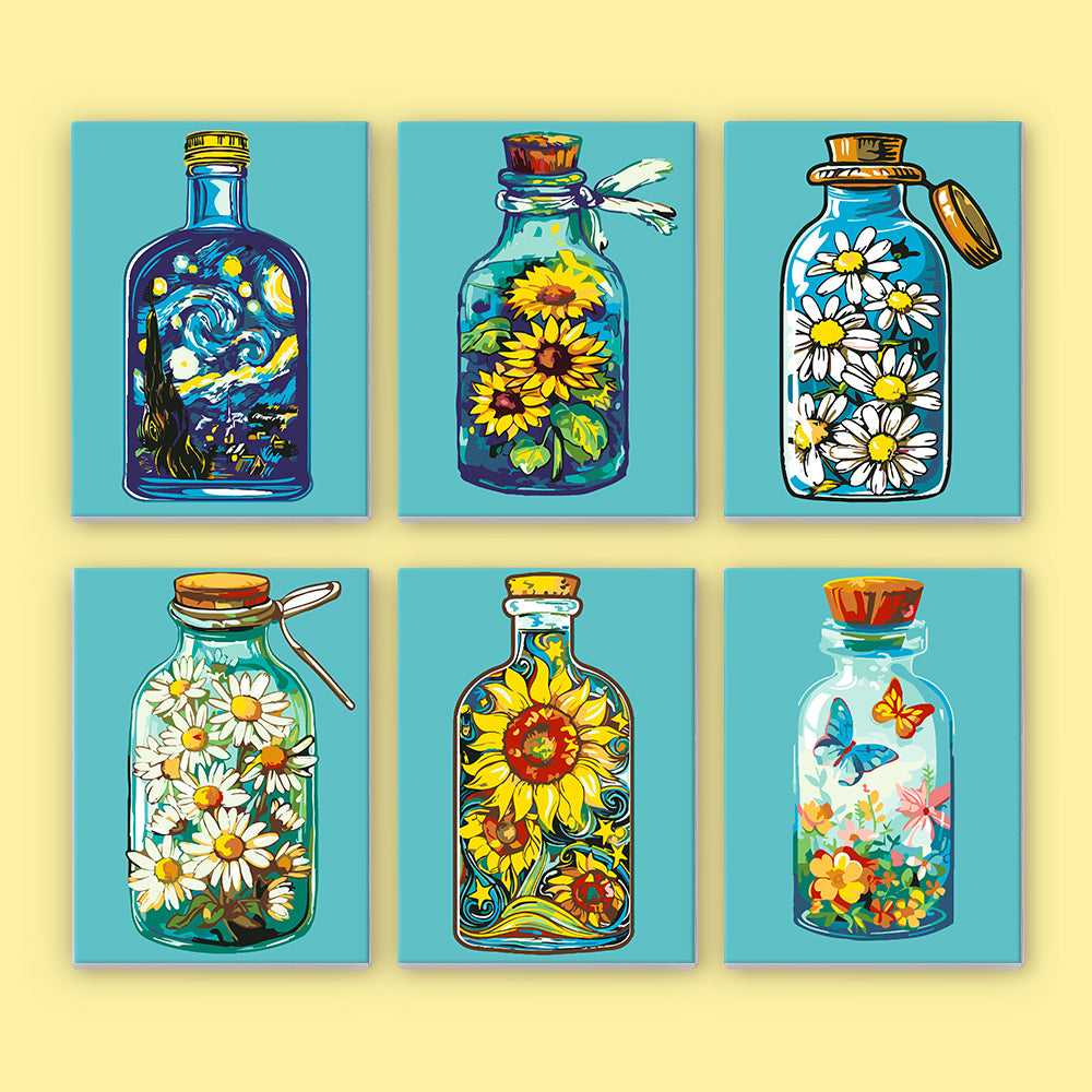 Bottle And Flowers 6pc 15x20cm Mini Painting By Number
