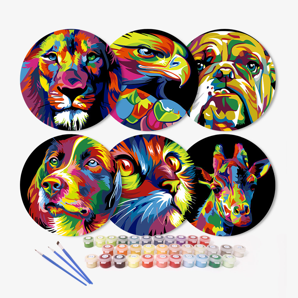 Colorful Animals 6pcs DIY Placemats For Painting By Number