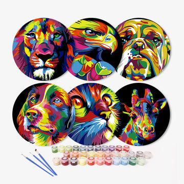 Colorful Animals 6pcs DIY Placemats For Painting By Number