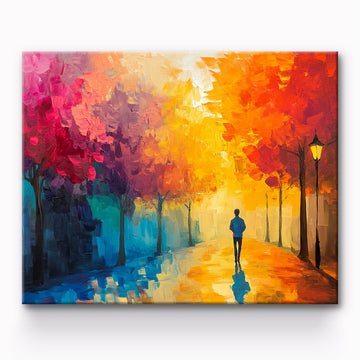 Autumn Walking Painting By Number
