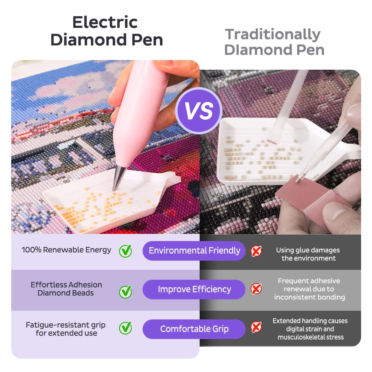 electric daimond pen and traditionally diamond pen VS